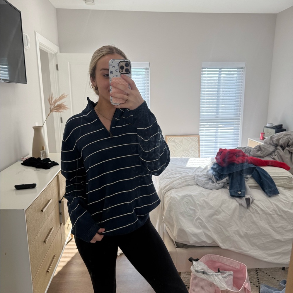 vintage navy quarter zip sweater L - Picture 12 of 14